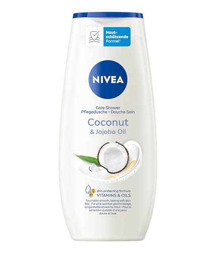 NIVEA Coconut & Jojoba Oil Pflegedusche (250 ml), pH-hautneutrales Duschgel mit natürlichem Jojoba-Öl, feuchtigkeitsspendende Cremedusche mit zartem Kokos-Duft
