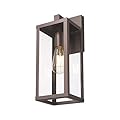 Outdoor Wall Light with Clear Glass, Anti-Rust Exterior Wall Sconce, Weather Resistant Outdoor Lantern, Exterior Lighting for Porch, Patio, Garage, Entryway (Oil-Rubbed Bronze, 15.5"Height-1 Pack)