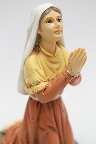 Estatua de San Bernadette de Lourdes en oración blanca miniatura 5