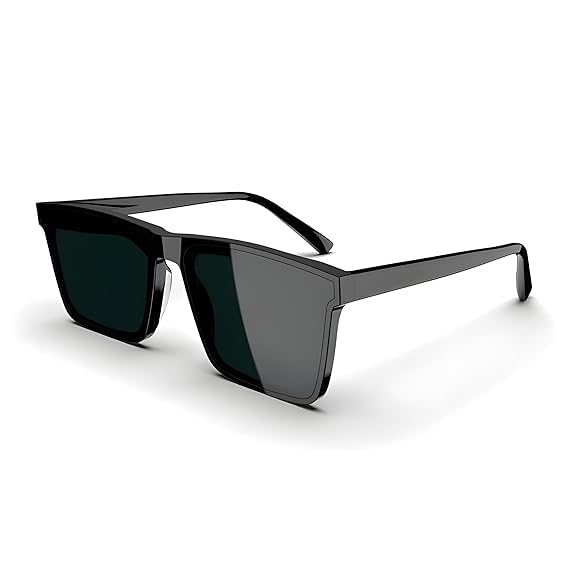 unisex retro square black sunglasses | lightweight, uv400 protection, non-polarized | medium size