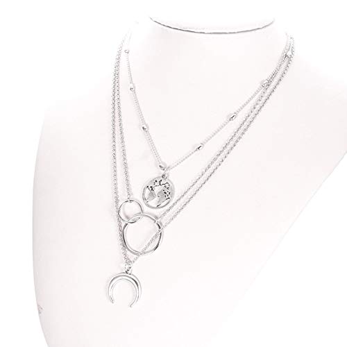 CXWK Moda Retro Luna Mappa del Mondo Ciondolo a