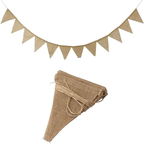 Cerioll Banderines Triangulares de Yute, Guirnalda de Banderines Vintage, 13 Unidades