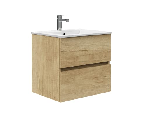 Baikal Meuble de Salle de Bains, Armoire Suspendue avec Vasque en Ceramique, Hauteur 55 cm,...