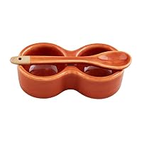 Mud Pie Servierschüssel-Set – Grün Gepunktet, 11,4 X 24,9 Cm, Mit Löffel