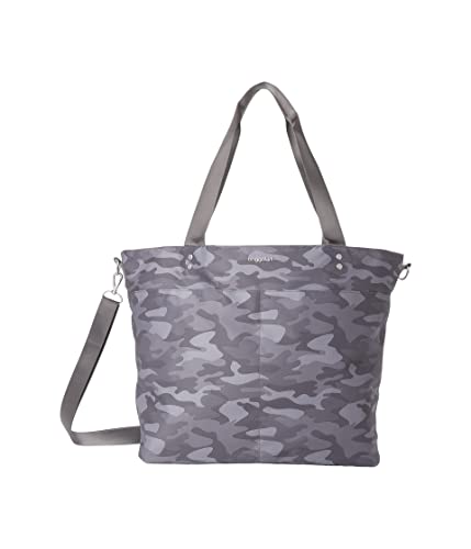 Image of Baggallini Carryall Tote - Lightweight Nylon Zipper Top Weekender Travel Beach Bag w /Luggage Sleeve