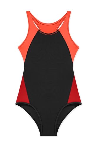 Image of Beautikini Period Swimwear One Piece Leakproof Menstrual Swimsuit Racerback Color Block Bathing Suit for Teen Girls Women