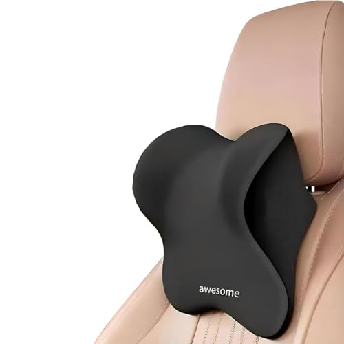 Auto Nackenkissen, Auto Kissen, Autositz kopfstütze, für Autositz Komfortabel Atmungsaktiv Memory Foam Abnehmbarer Abdeckung (Kopfstütze - Schwarz)
