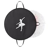 KEEGH Girls Tutu Garment Bag 35 Inch Ballet Tutu Bag, Foldable Dance Costume Garment Bag for Hanging Clothes, Pancake Dance Bag for Dancers with Handle Strap for Travel or Storage, Black