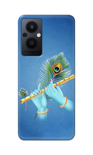 Image of PRINTFIDAA Printed Hard Back Cover Case for Oppo F21 Pro 5G | Oppo F21s Pro 5G | Oppo Reno 7Z 5G Back Cover (Flute in Krishna Hands) -112