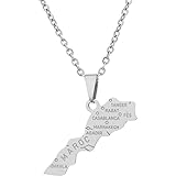 marokko schmuck silber Design: Klassische Karte Halskette Anhänger, Männer und Frauen patriotische Geschenke Schmuck, einfaches und elegantes Anhänger -Halsketten -Design kann an Ihrer Brust aufgehängt werden.