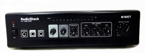 RADIO SHACK 40 Watt PA Power Sound Speaker Amplifier with Equalizer Stereo Audio / Runs on AC and DC Power / Features Built-in AC Outlet to Power other Equipment and Musical Instruments