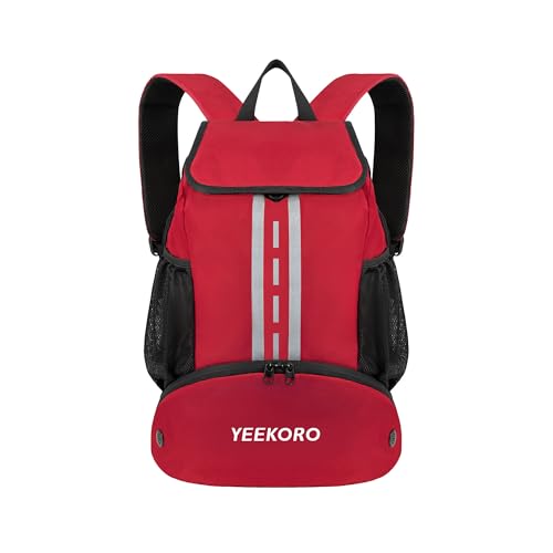 YEEKORO Soccer Backpack Multifunctional Sport Gym Bags Lightweight Soccer Bag with Shoe Compartment for Football Basketball Volleyball(Basic Model,Red) by YEEKORO - Used condition - US$9.90