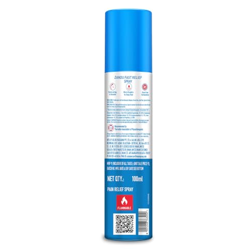 Image of Zandu Fast Relief Spray- 100ml | Quick Relief from Sports & Gym Injuries | Suitable for Backpain and Muscular sprains | Starts Acting in seconds| Recommended By Physiotherapists
