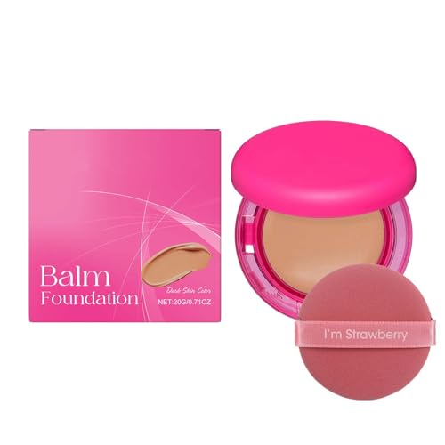 Bounce Balm Foundation, BB Cream Foundation Cream, CC Cream Concealer Puder Make Up Mit Puff, Leichtes & Feuchtigkeitsspendendes, Wasserdichter, Kaschiert Feine Linien, für alle Hauttypen(Dark Skin)