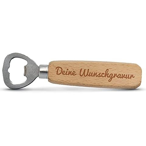 GRAVURZEILE Flaschenöffner aus Holz mit Gravur - Stabiler Griff Cover