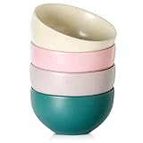 YELLOYA Dessert Bowl Cereal Bowl 20 oz, Ceramic Salad Bowls - Set of 4, 5.5 Inch - Vibrant Color Ice