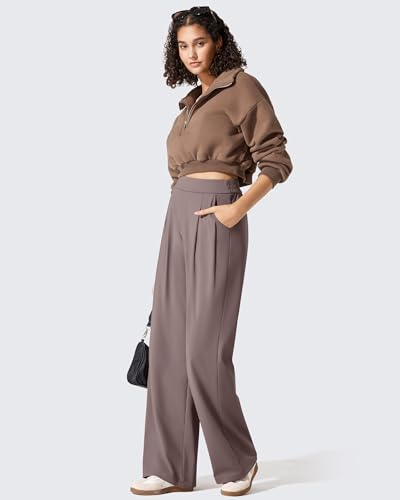 G4Free ShiftReady Women's Wide Leg Dress Yoga Pants with Pockets Two Front Pleated Casual Slack High Waist Work Trousers4