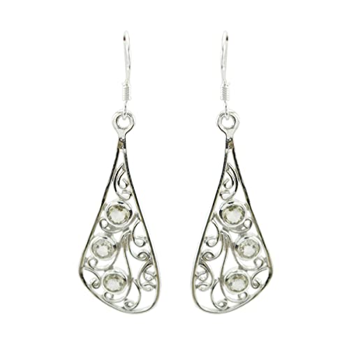 Boucle d'oreille citron quartz argent 925 anti allergie