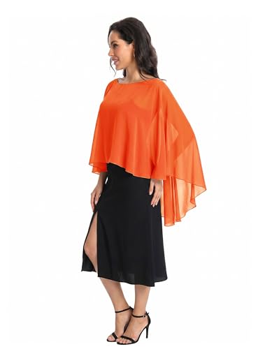 Image of Baoqiya Chiffon Capes Sheer Capelets Long Cape Poncho For Women Plus Size