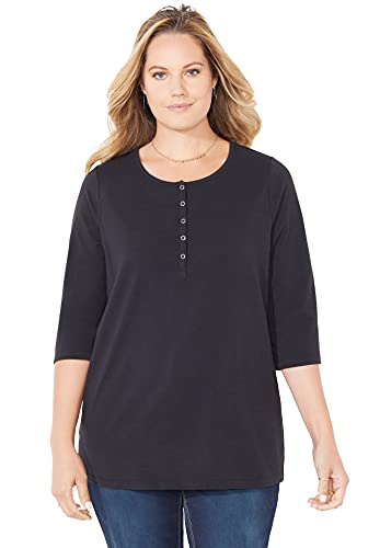 Catherines Women's Plus Size Suprema Snap-Placket Tee