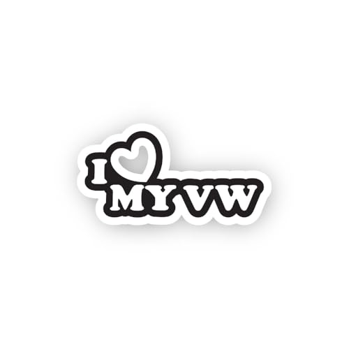 2 (Pieces) 3" and 5" I Love My VW Heart Logo Sticker, Waterproof Vinyl Decals for Many Purpose Like Cars, Trucks, Laptops, Phones, Windows and More
