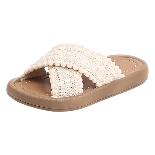 IWIHMIV Girls Slip On Sandals Summer Soft Pillow Slippers Soft Soles Flat Beach Pool Shoes Non Slip Open Toe.Sandals