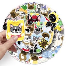 TUIOBUN 50PCS Cute French Bulldog Stickers for Skateboard,Scrapbook,Laptop,Notebook Bike,Luggage,Water Bottle,Cartoon Animal Waterproof Vinyl Decals,Girls Adults Sticker,Dog Aesthetic Graffiti Decals - Image 4