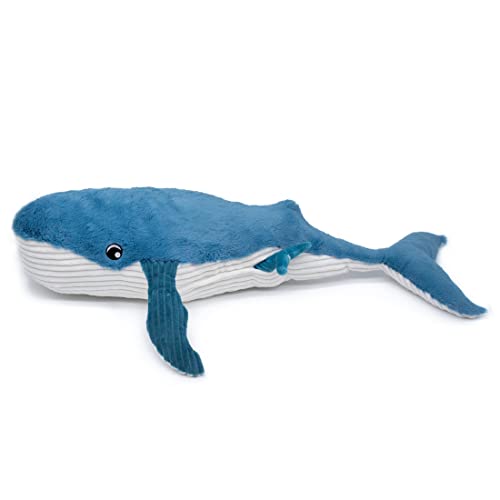 Les PTIPOTOS by Les DEGLINGOS - Peluche GEANTE GRAVILLOU LA Baleine Maman Bebe - Toute Douce - Cadeau Naissance Anniversaire Noel - 75CM - Bleu