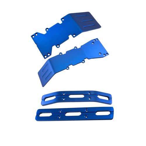 RC Raven RC Car Skid Plate for T-Maxx and E-maxx Blue Anodized Aluminum Skid Plate Front and Rear with a Set of Blue Anodized Bumper Set- RC Car Upgrade Parts