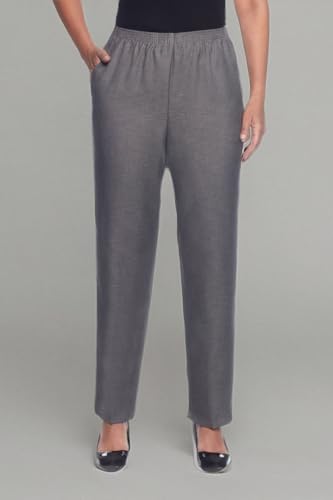 Alfred Dunner Women's Petite Polyester Pull-On Pants - Short Length, Grey, 14 Petite Short3