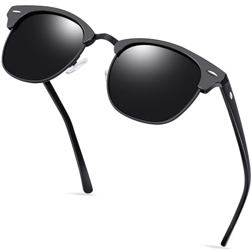 Kanastal Gafas De Sol Negras Mate Hombre Polarizadas Mujer Medio Marco Cuadradas Retro Vintage Metalicas Protección Uv400 - Negro Mate Kanastal Gafas De Sol Negras Mate Hombre Polarizadas Mujer Medio Marco Cuadradas Retro Vintage Metalicas Protección Uv400 - Negro Mate