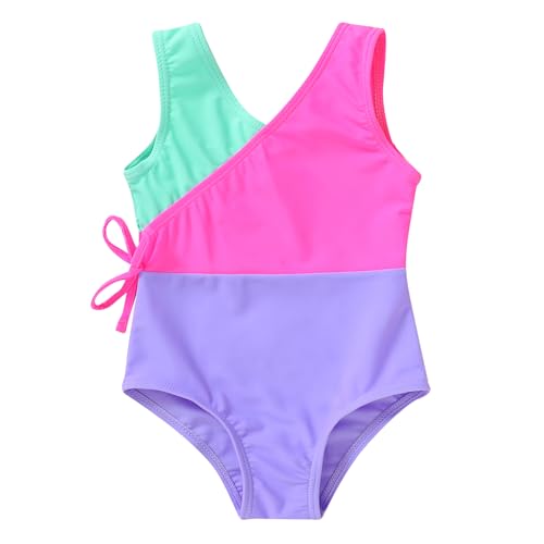 YOUNGER TREE Toddler Girl One Piece Swimsuit Color Block Stripe Swimwear Summer Beach Bathing Suit 12M-5T