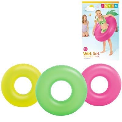 Image of Neon Frost 91cm Matte Inflatable Swimming Ring | Durable Pool Floater For Kids & Adults| Blow-Up Swim Tube For Summer Fun, Beach, Lake Party | Lightweight Water Floating Lounge (Pack Of 1)