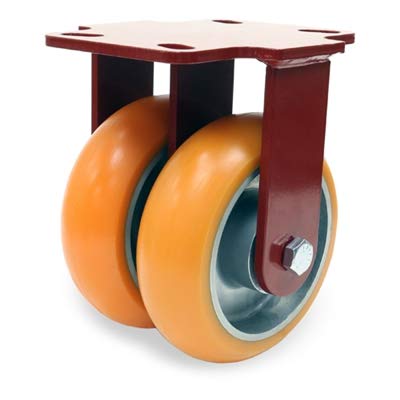 Hamilton Heavy Service Dual-Wheel Rigid Caster Part# R-HS2-62EMB 6" x 2" Ergo-Tech™ Polyurethane (87A) on Cast Iron Wheels with 1/2" Sealed Precision Ball Bearings - 1,800 lbs Capacity - USA Made