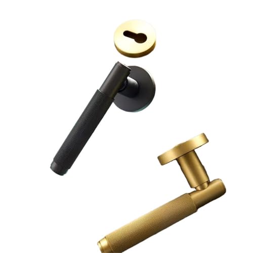 Serrure de porte double levier en laiton gris à rayures - 6