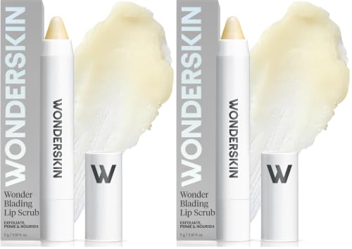Image of Wonderskin Lip Scrub - 3-in-1 Exfoliator & Moisturizer, Lip Exfoliator Scrub, Hydrating Balm for Soft, Nourished, Flake-Free Lips with One-Step Prep, 0.10oz (Pack of 2)