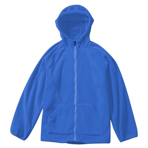 Teen Fleece Hooded Jacket Thick Full-Zip 𝗖olor Block Loose Outwear Warm Long Sleeve 𝗨niform Coat with Pocket