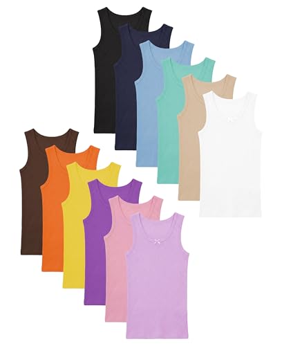 Image of Andrew Scott Girls Camis & Tanks | 100% Cotton Tank Top Layering Undershirts | Multi Pack Colors