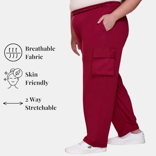 Image of White Moon Plus Size Women's 4 Pocket Cargo Joggers for Gym - Comfortable Track Pants for Women, Cotton Jogger, Ideal Track Pants for Women, Cargo Joggers for Everyday Wear (Pack of 2)