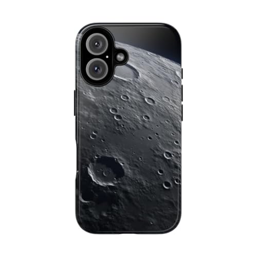 Coque rigide iPhone 16 gris texture lune contre les rayures