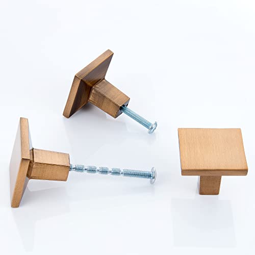 Ycsj 10 Pack Antique Brass Cabinet Hardware Knobs,1.25- Inch(32Mm) Diameter Square Cabinet Drawer Knobs Vintage Brass,Matte Brushed Brass Dressers Knobs(Orange Yellow) #TOP4