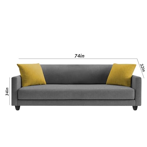 Image of Casaliving Dominic 3 Seater Sofa Set for Living Room (Dark Grey Fabric) Premium Fabric Sofa