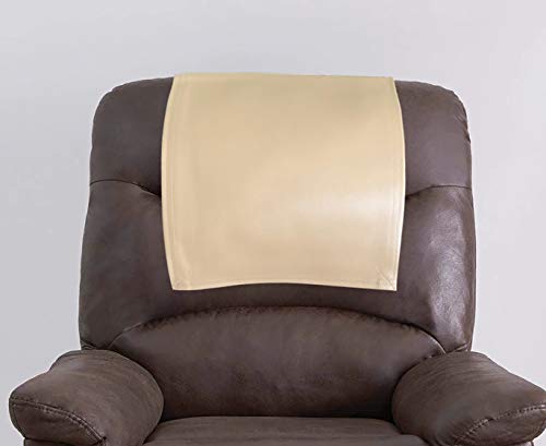 Esbaig Genuine Leather Recliner Chair Headrest Cover, Furniture Protector, Loveseat Theater Seat Cover, Recliner Slipcovers Beige 18X26 2 Pieces #TOP9