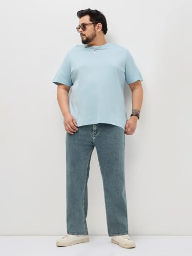 Image of Urbano Plus Men's Regular Fit Heavy Washed Denim Jeans Stretchable