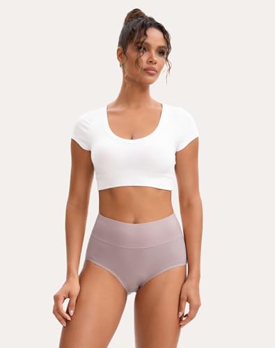 Image of INNERSY Women's High Waisted Underwear Cotton Panties Regular & Plus Size 5-Pack