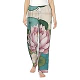 Ajuste relajado con cintura elástica: diseñados para la máxima comodidad, estos pantalones de descanso con estampado de flores de loto cuentan con una cintura elástica con cordón ajustable, asegurando un ajuste cómodo pero flexible para todos los tipos de cuerpo, perfecto para dormir, descansar o fines de semana perezosos en casa. Disponible en tallas de S a 5XL (consulta la tabla de tallas antes de comprar)