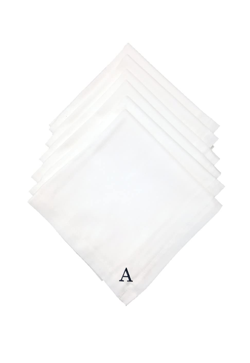 Mrunals fashion- Handkerchief (pack of 6) with ‘A’ Embroidery, Size 45 cm*45 cm, Color white, embroidery color Black,-image-46