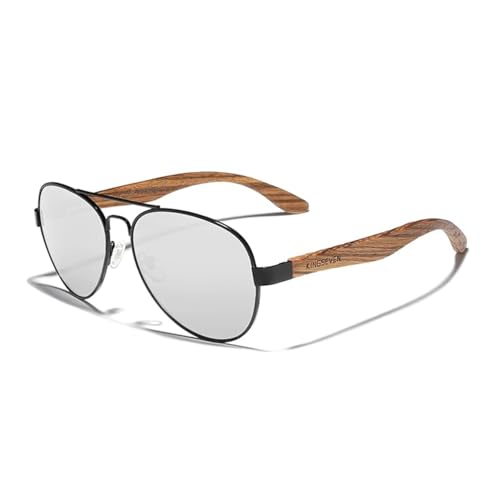 Kingseven Nuevas Gafas De Sol De Madera Hechas A Mano Polarizadas Gafas De Hombre Uv400 Protección Espejo Gafas Templos De Madera Oculos Z5518, Plateado, 56 Eu Kingseven Nuevas Gafas De Sol De Madera Hechas A Mano Polarizadas Gafas De Hombre Uv400 Protección Espejo Gafas Templos De Madera Oculos Z5518, Plateado, 56 Eu