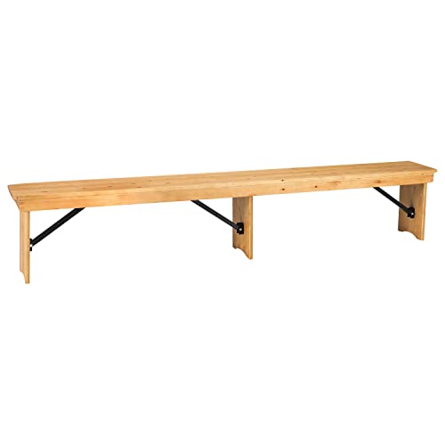 Emma + Oliver Pacia 8' X 12'' Antique Rustic Light Natural Solid Pine Folding Farm Bench With 3 Legs #TOP4