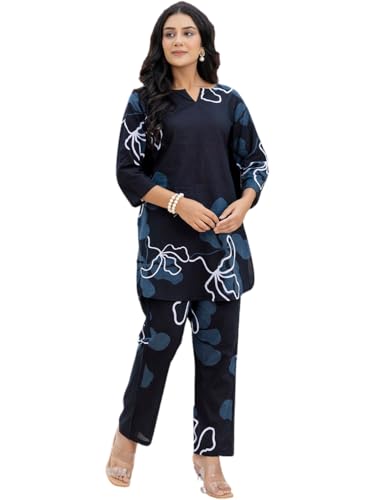 Image of feranoid Elegant V-Neck 3 /4 Sleeve Kurta & Pant Co-ord Set (S-XXL)